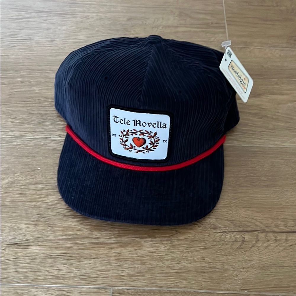 Tele Novella Blue Corduroy Cap with Red Accent
